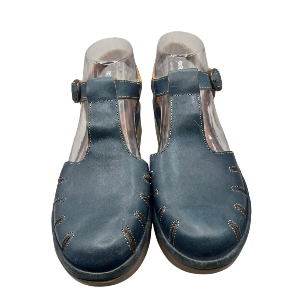 FLY London Blue Leather Platform Sandals Size EU 40 US 9/9.5